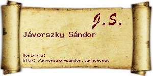 Jávorszky Sándor névjegykártya